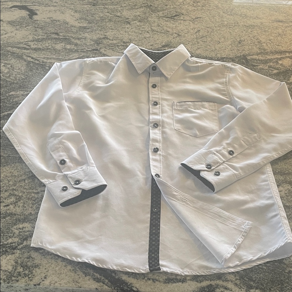Big Boy Size 10/12 (M) Stylish Kids White Button-Down Shirt